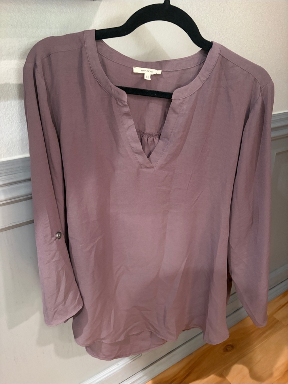 Maurices Mauve Split V-Neck Long Sleeve Tunic